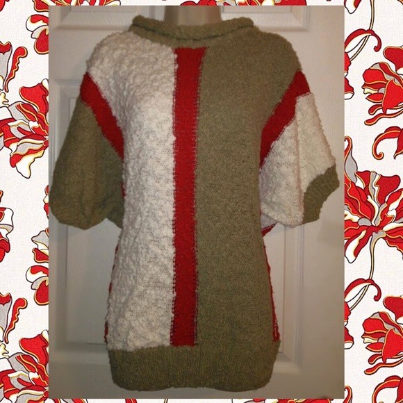 Wye Oaks Sweaters - Vintage 60s Color Block Baggy Hand Knit Sweater